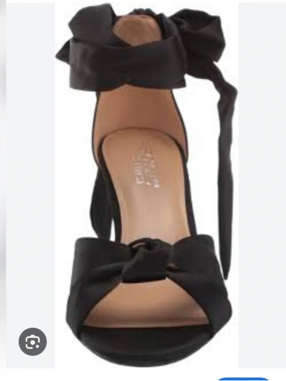 AEROSOLES Black Satin Heelrest Ankle Tie Heels - Picture 2 of 13